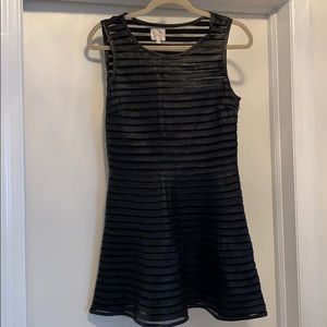 Parker Black Leather Mini Dress Sz M.